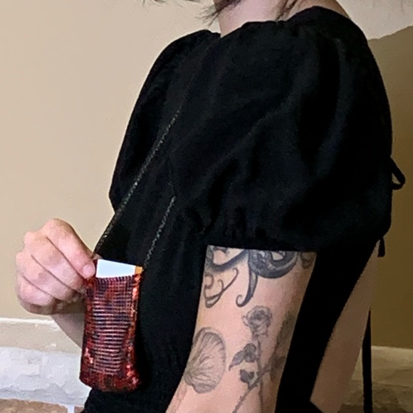 NEW Betsey Johnson "Hold Your Cards" Red & Black Checkered Purse Necklace - Picture 7 of 9